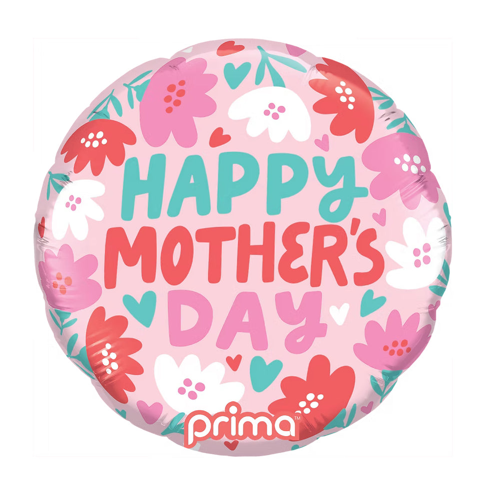PRIMA 9" Round Happy Mother's Day Hearts & Daisies (AIR-FILL ONLY)